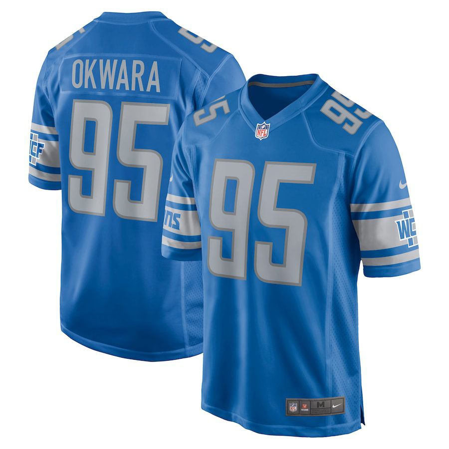 Men Detroit Lions #95 Romeo Okwara Nike Blue Game NFL Jersey